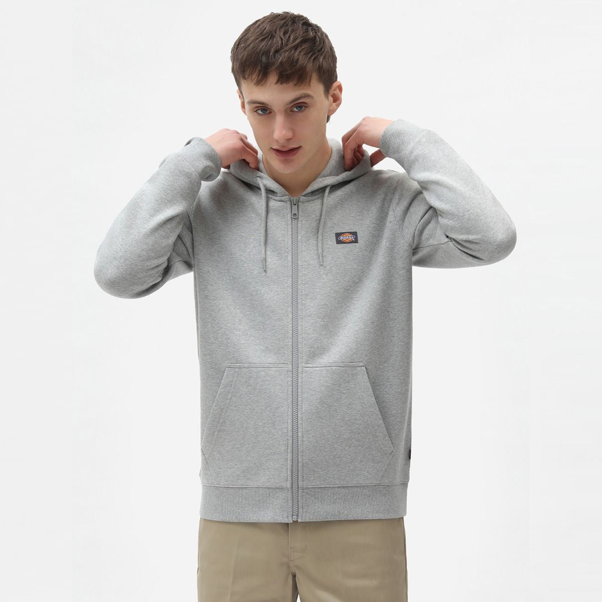 Felpa con zip e cappuccio Oakport Grey Melange