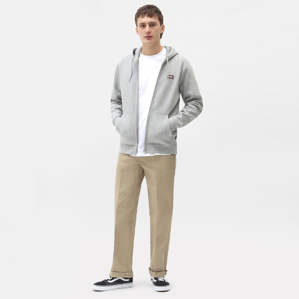 Felpa con zip e cappuccio Oakport Grey Melange