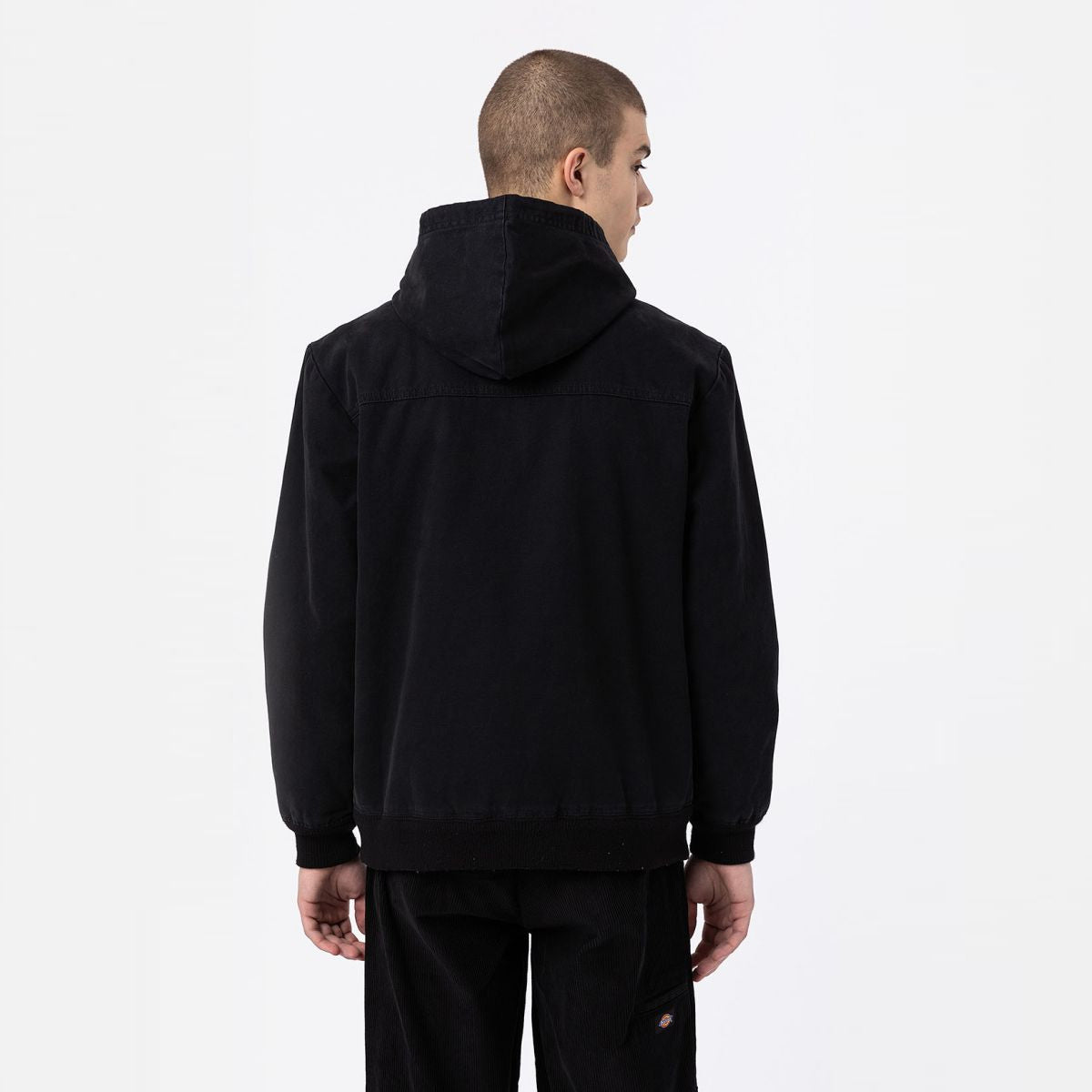 Giacca con cappuccio in cotone Washed Black