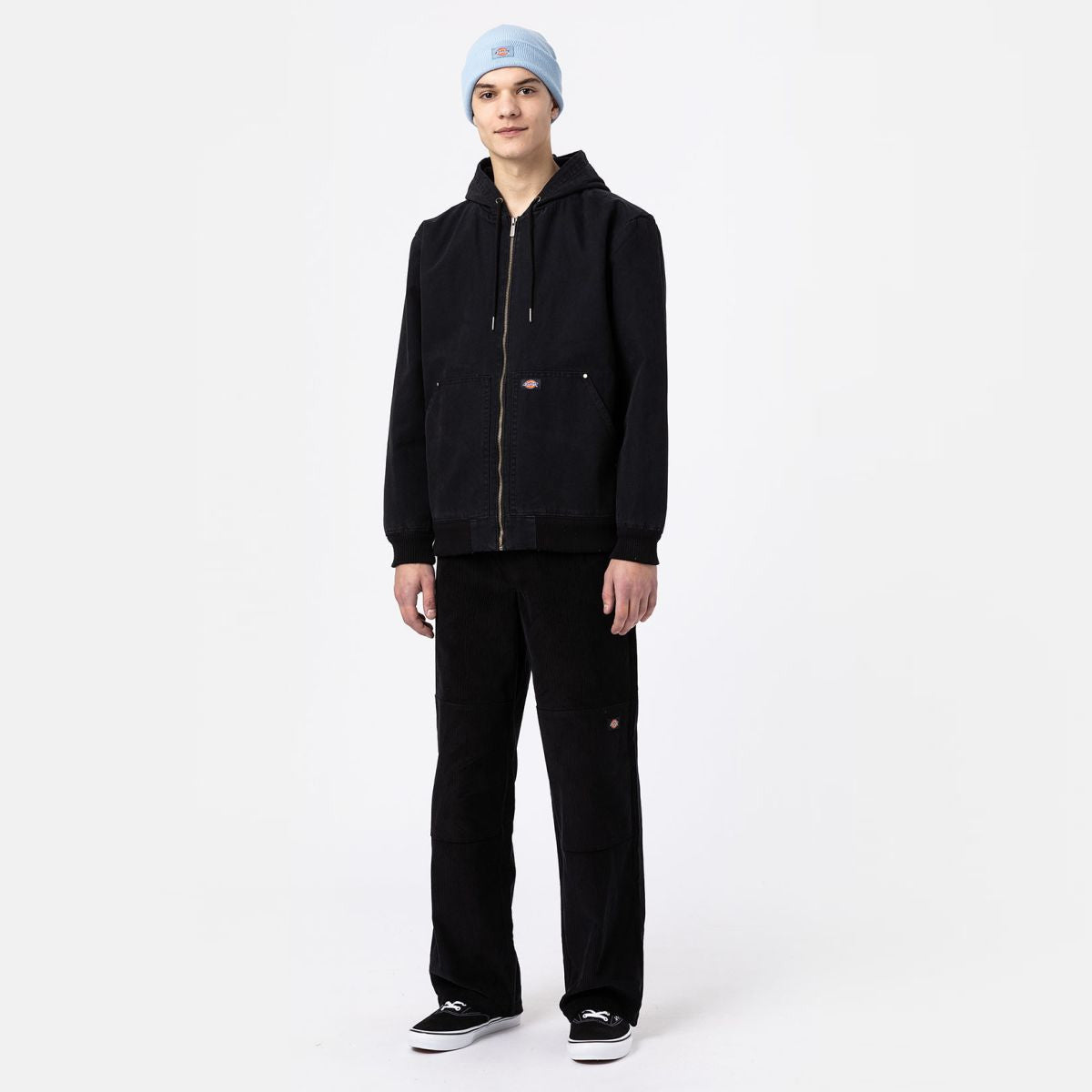 Giacca con cappuccio in cotone Washed Black