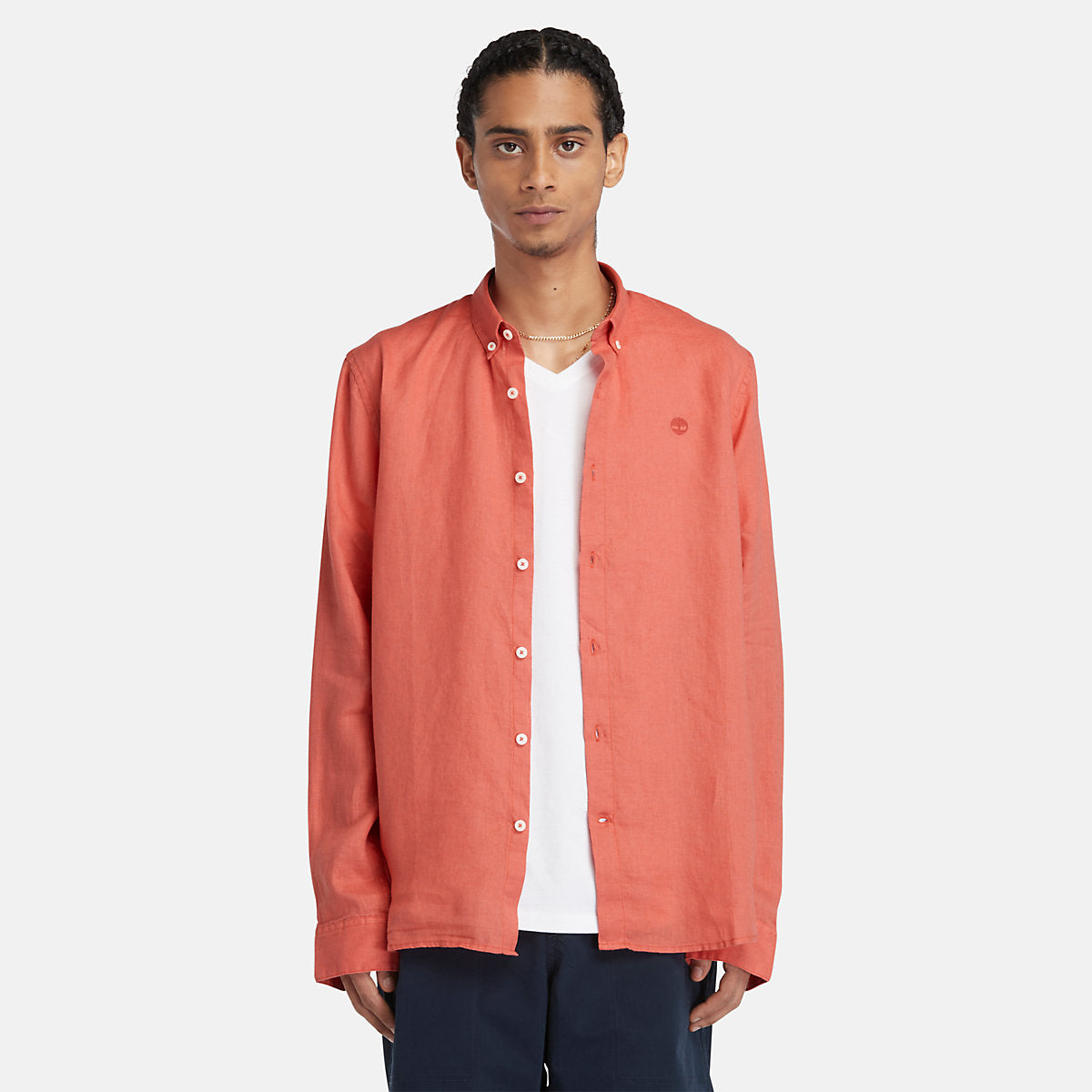 Camicia in lino Mill Brook Burnt Sienna