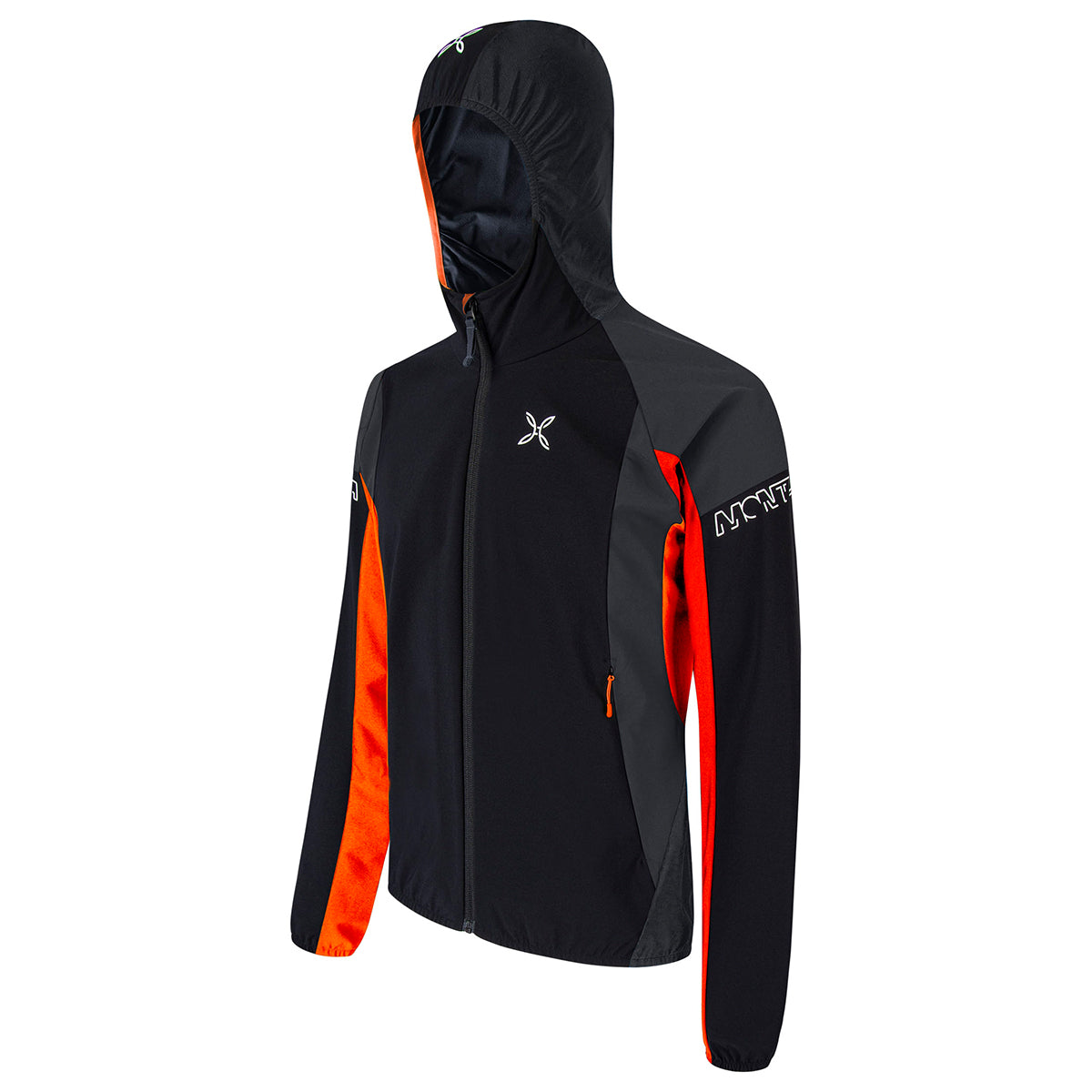 Giacca con cappuccio Flash Sky Nero Arancio Brillante