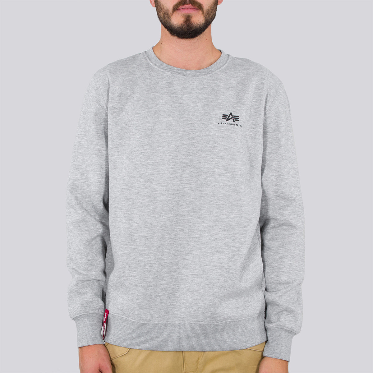 Felpa Basic Sweater Small Logo Grey Heather