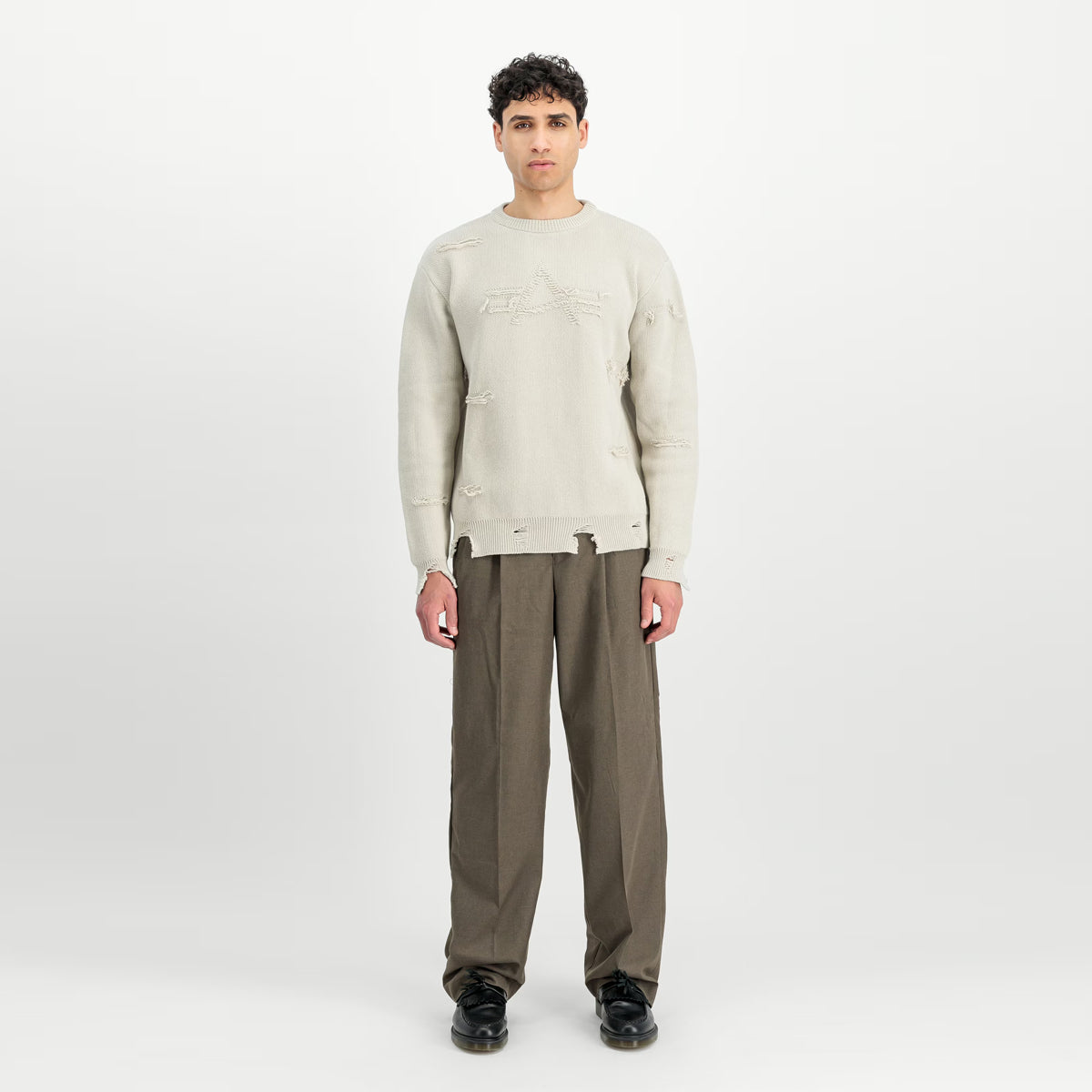 Felpa Distressed Logo Organic Beige