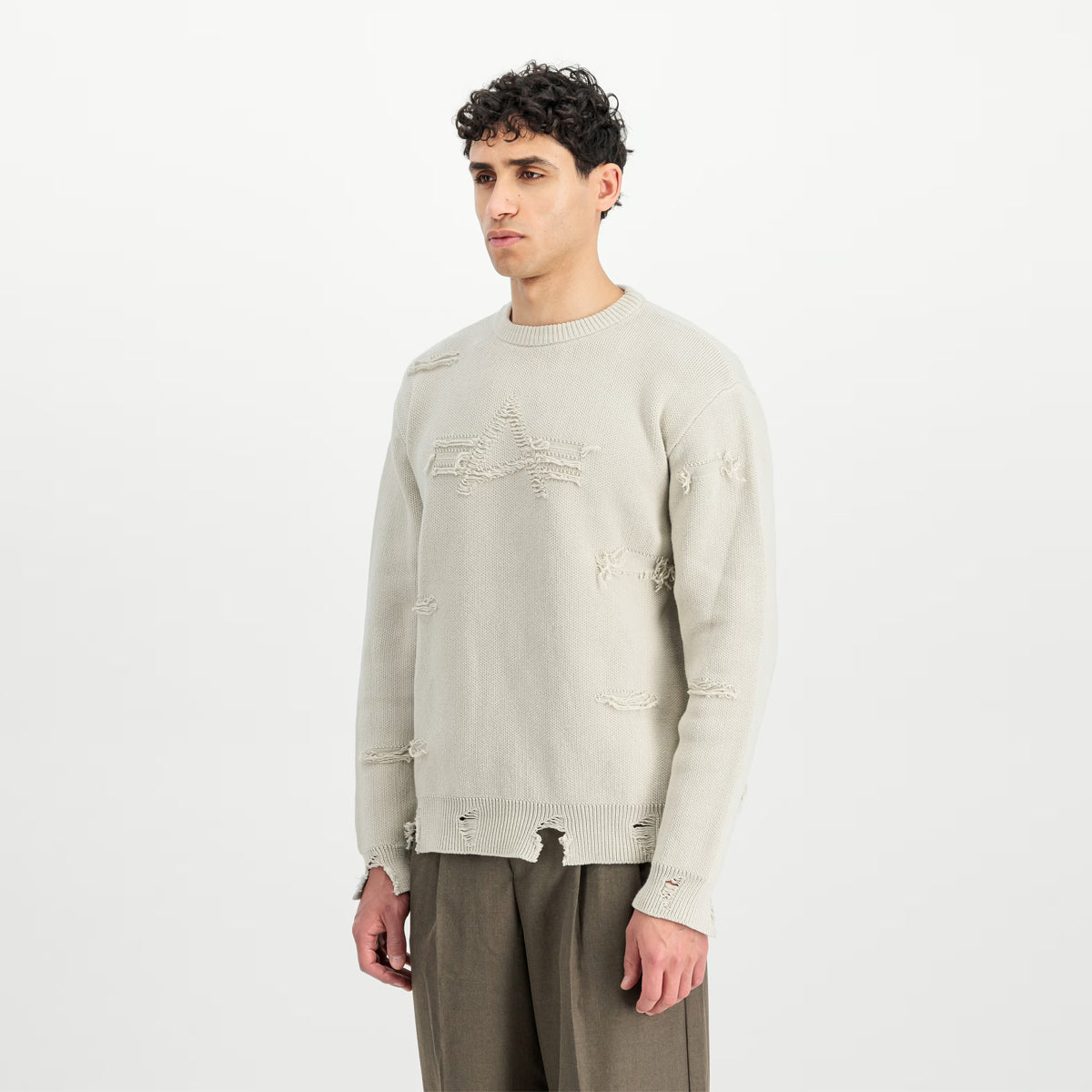 Felpa Distressed Logo Organic Beige