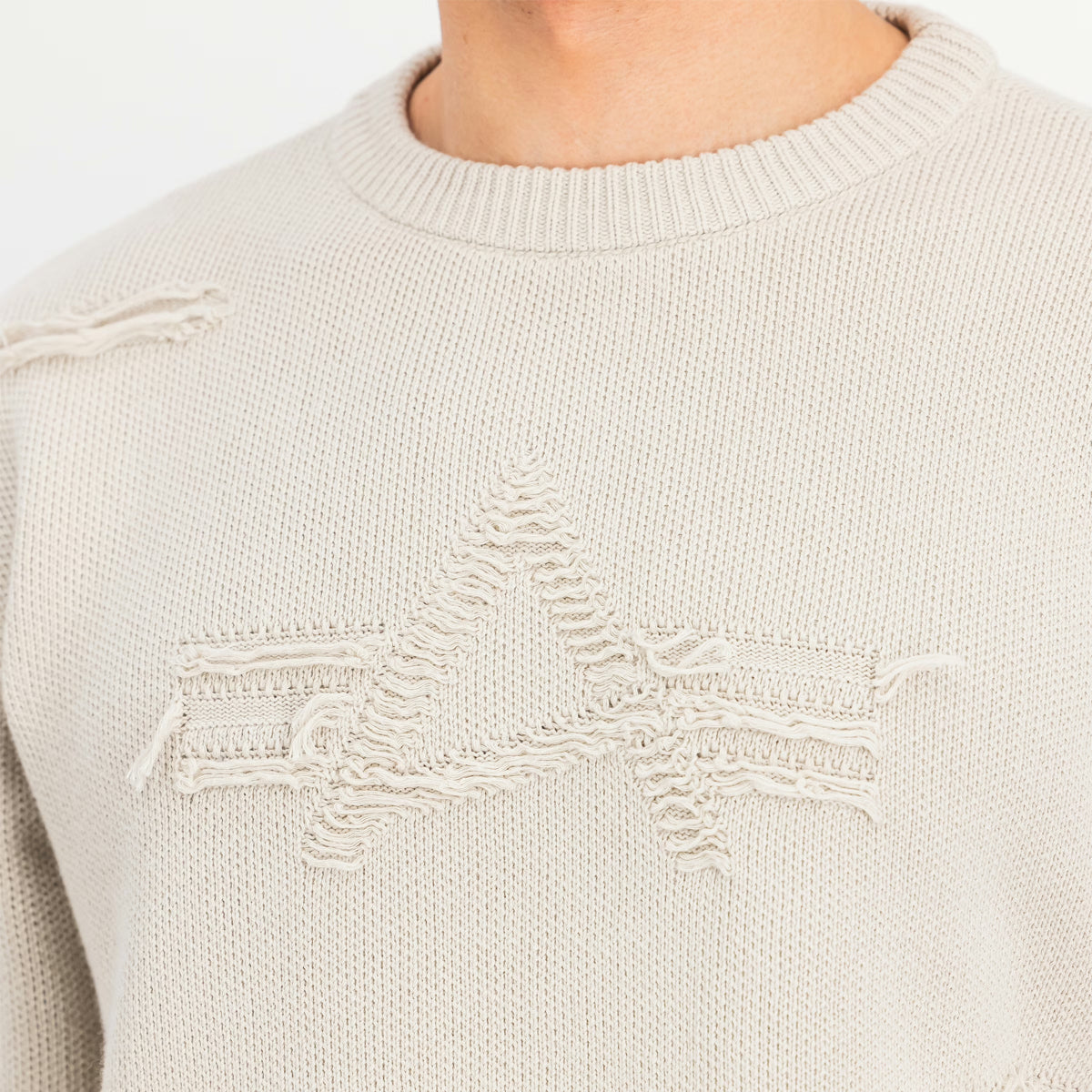 Felpa Distressed Logo Organic Beige