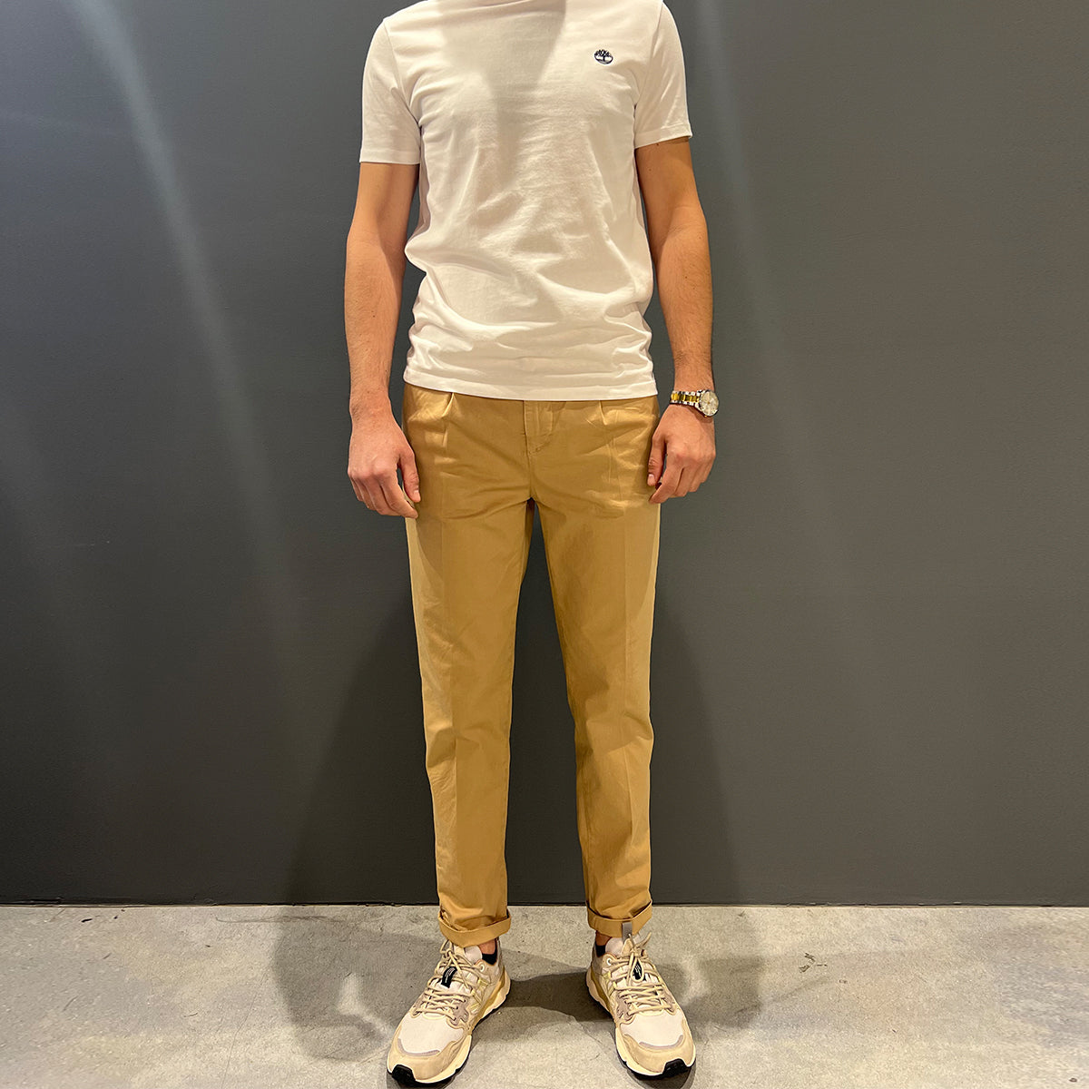Pantaloni Alfred Chino Pinces Khaki