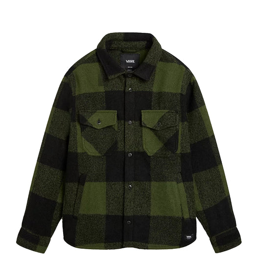 Shacket Denby Fuzzy Black Loden Green
