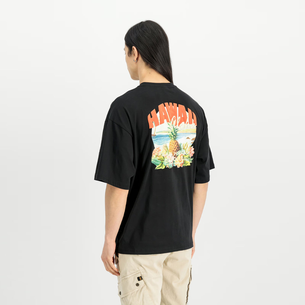 T-Shirt Hawaii Aloha Back Print Black