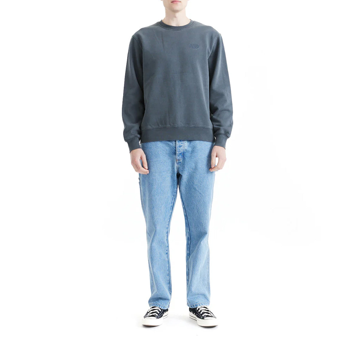 Felpa Shield Garment Dyed Crew Antracite