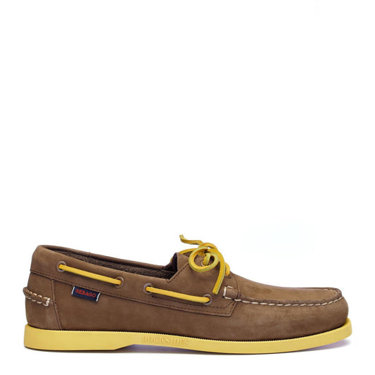 Scarpa da barca Portland Nubuck Brown Seal Yellow