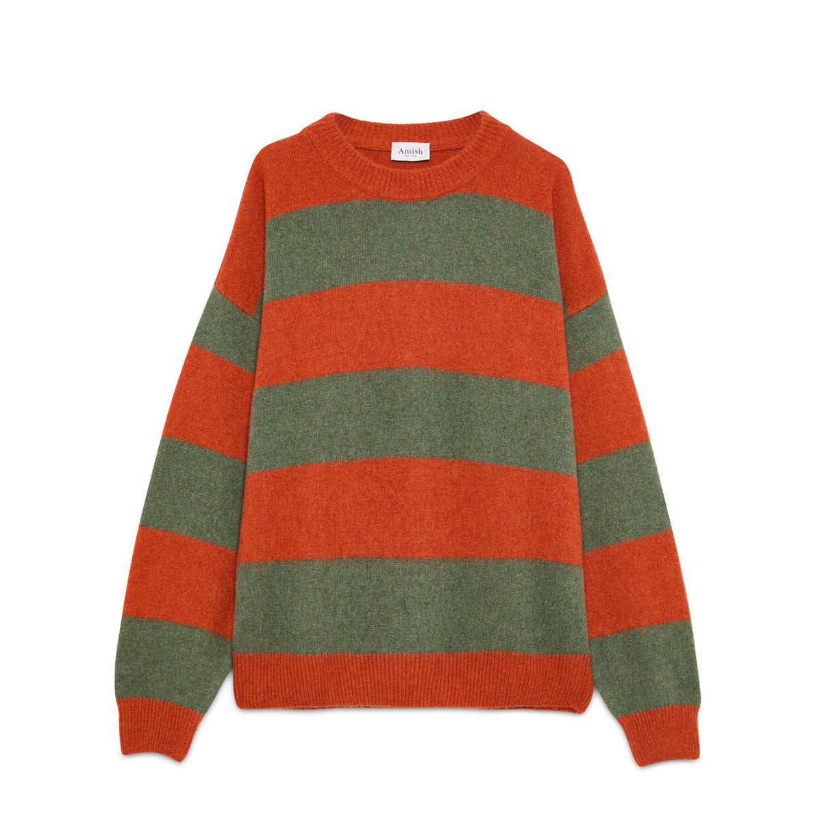 Pullover Shetland Stripe Sage Orange