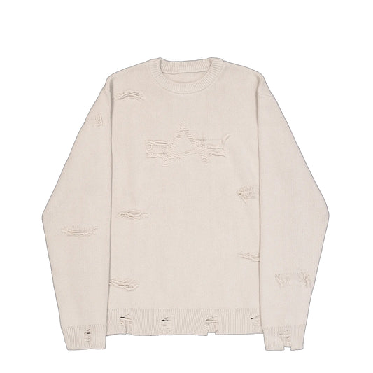 Felpa Distressed Logo Organic Beige