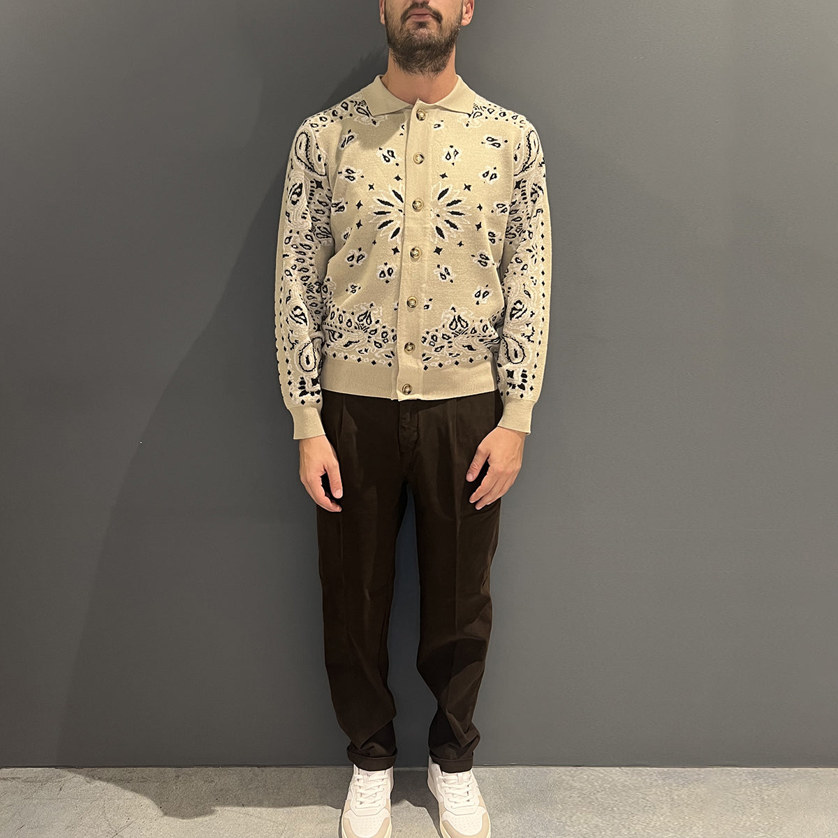 Maglione Polo Bandan Sand Cream Black