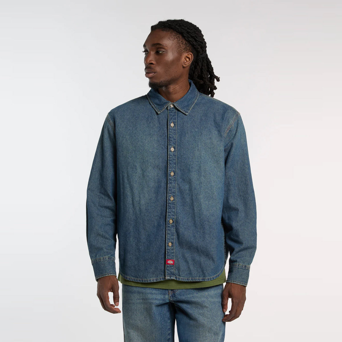 Camicia in denim Khaki Tinted Blue