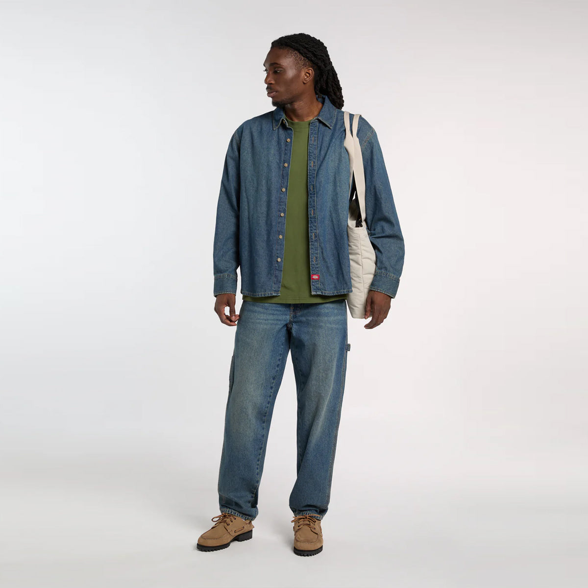 Camicia in denim Khaki Tinted Blue