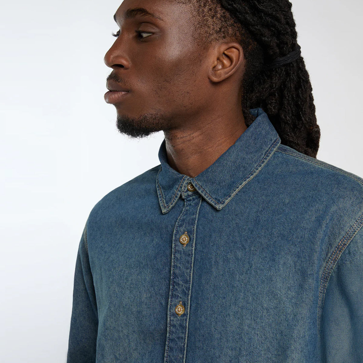 Camicia in denim Khaki Tinted Blue