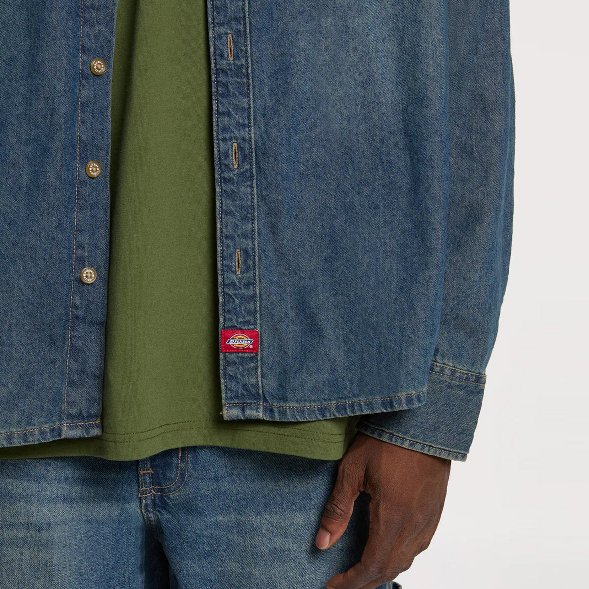 Camicia in denim Khaki Tinted Blue