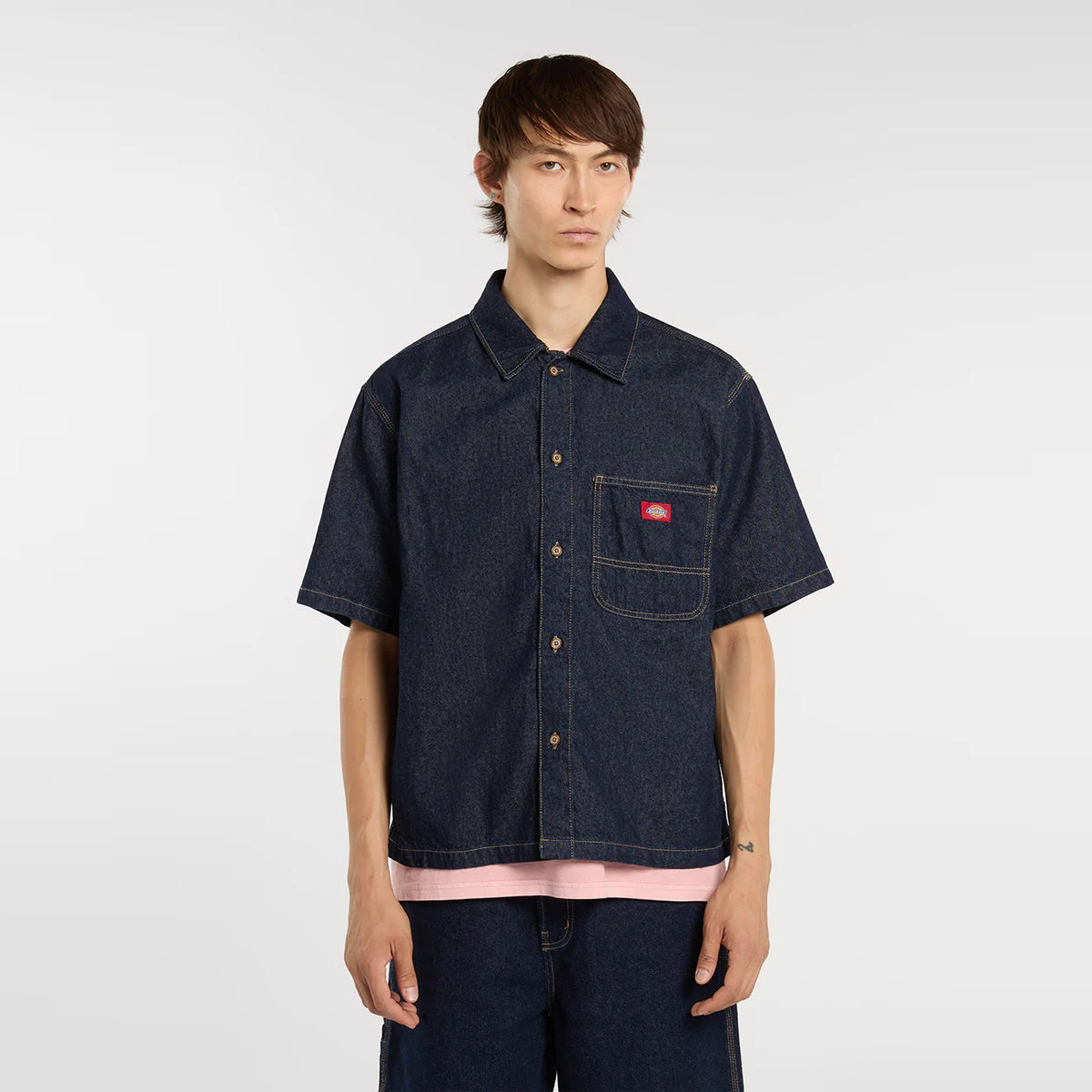 Camicia a maniche corte in denim Rinsed